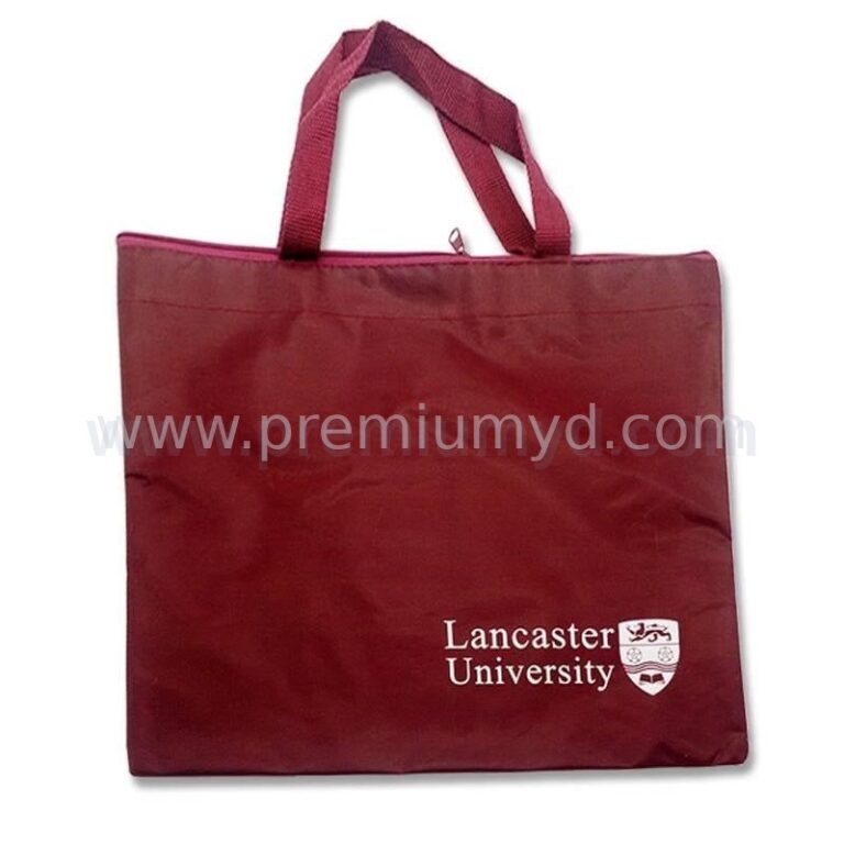 蘭卡斯特大學 Lancaster University · 酒紅色尼龍拉鍊托特包（校園紀念品）