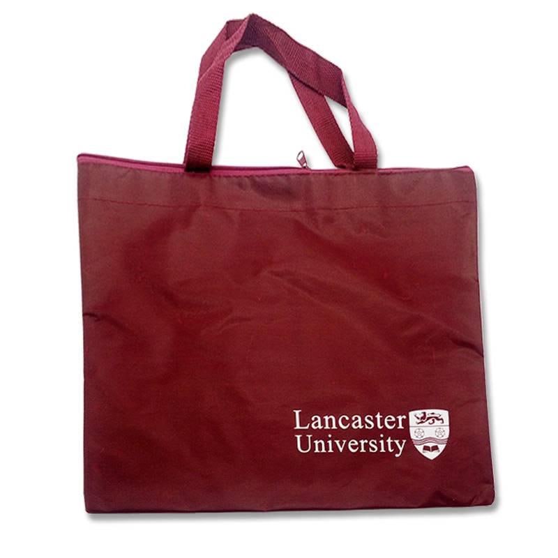 蘭卡斯特大學 Lancaster University · 酒紅色尼龍拉鍊托特包(校園紀念品)