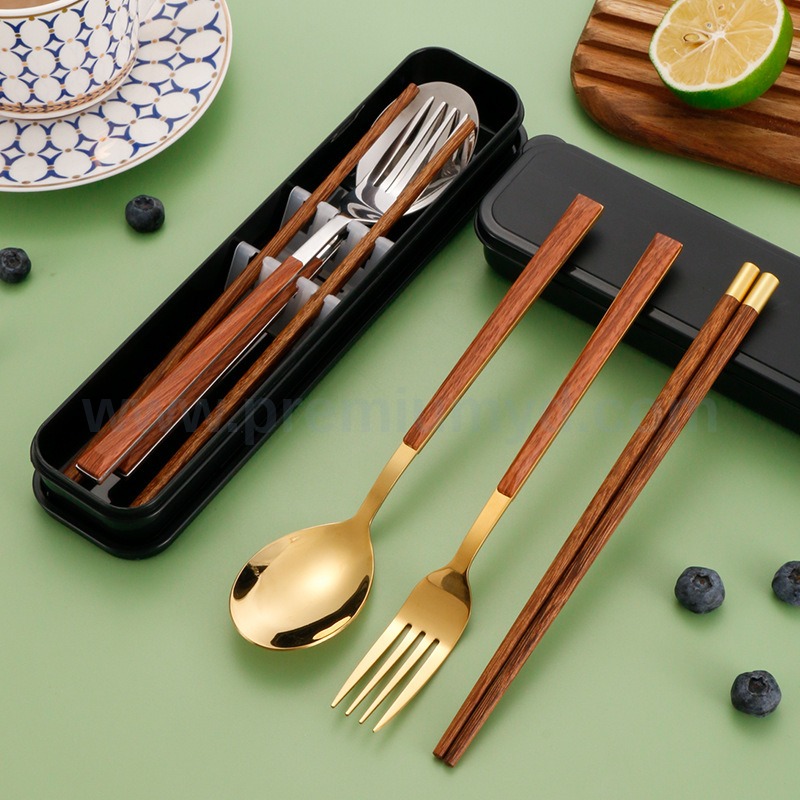 不鏽鋼仿木紋餐具套裝 - Premium YD 企業禮品訂製