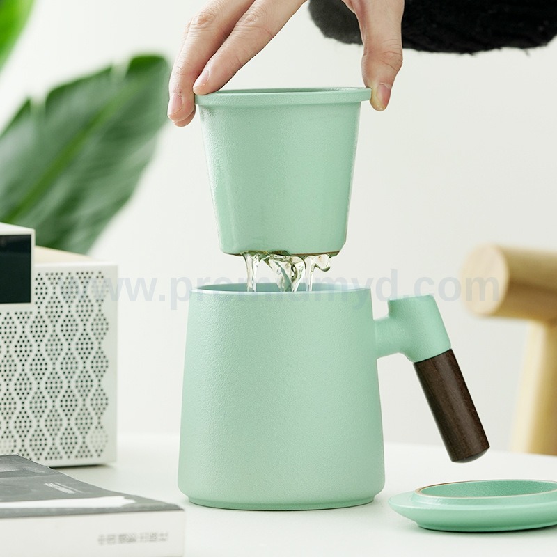 茶水分離帶蓋陶瓷馬克杯 - 企業禮品訂製